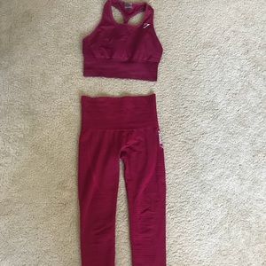 Gymshark beet red seamless leggings and crop top